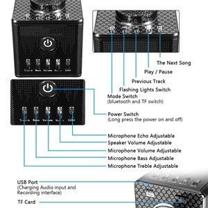 GAM-H8 portátil <span class=keywords><strong>bluetooth</strong></span> karaoke micrófono altavoz micrófono USB con luces LED - Product Image 5