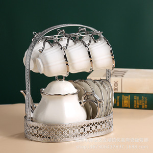 Service à café et à thé en céramique de luxe |   Service à thé en <span class=keywords><strong>porcelaine</strong></span> avec bordure dorée, 13 pièces |   Carafe à eau de qualité supérieure pour le thé anglais de l'après-midi - Product Image 2