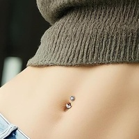 Gaby Double Mount Piercing de nombril en acier inoxydable à filetage externe, bijoux de piercing, anneaux de nombril à motif floral pour fabricants