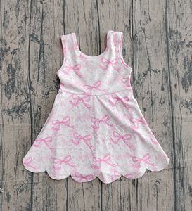 GSD2572 Vestido de Yoga para Niñas al por Mayor, Estilo Boutique, con Lazos Rosas y Flores Rosas, Conjunto para Niña - Product Image 1