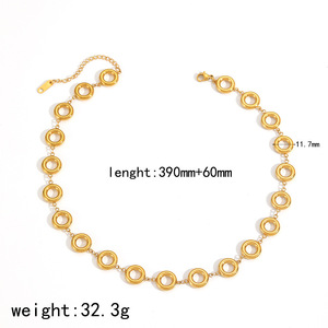 Stainless Steel Circular Ring Necklace And <b>Bracelet</b> <b>Set</b> For Women Geometric Jewelry Gift - Product Image 5