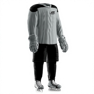 Uniforme de Hockey sobre Hielo LONG MISSION INDUSTRY LM para Hombre, Transpirable, 100% Poliéster, con Pantalones Cortos Negros y Guantes, Talla Adulto - Product Image 2