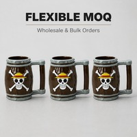 Tasse à café en céramique 3D en forme de tonneau de vin avec motif squelette – Tasse réutilisable pour fêtes avec emballage cadeau et taille personnalisée