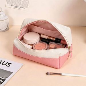 Canvas Cosmetic <b>Large</b> Capacity Travel Makeup Pouch Zipper Closure for Toiletries Coins Toiletry Organizer <b>Bag</b> - Product Image 4