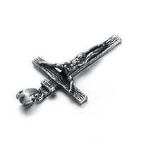 Pendentif avec croix de jésus en acier inoxydable pour homme, bijou religieux antique en argent, vente en gros, 10 pièces