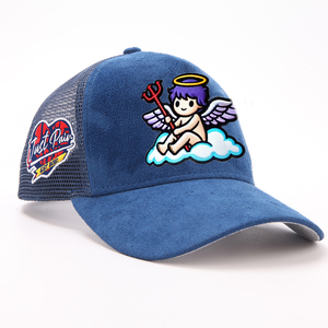 Benutzer definiert Ihr eigenes <span class=keywords><strong>Logo</strong></span> Herren Mesh Gorras Stickerei <span class=keywords><strong>Patch</strong></span> <span class=keywords><strong>Logo</strong></span> 5 Panel Wildleder Baseball Black Trucker Hat Cap - Product Image 6