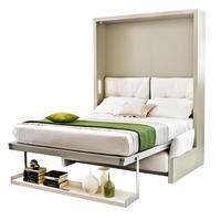 Lit Murphy sur mesure de style européen américain moderne STG, meuble gain de place avec canapé pour la maison, l'hôtel, la chambre à coucher, en acier et bois gris