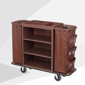 Carrito de limpieza de plástico para hotel, carrito de limpieza comercial, carrito de servicio de habitación con ruedas - Product Image 5