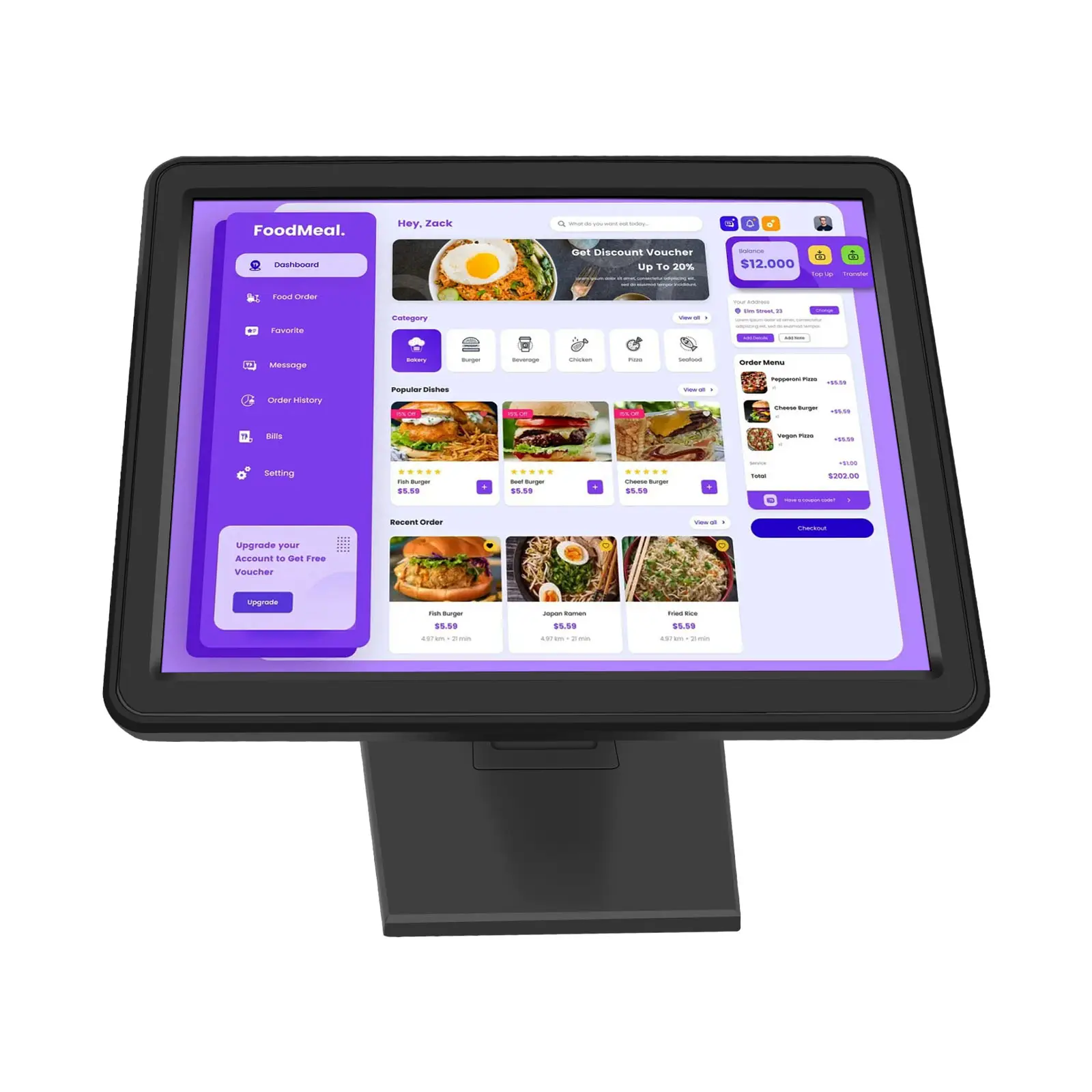 19 inç kapasitif dokunmatik yazarkasa ekran restoran perakende süper self-service sipariş makinesi monitör
