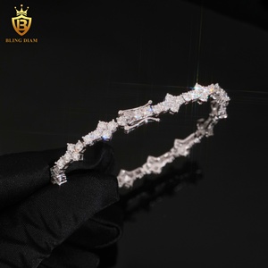 USA Warehouse Fine Jewelry Hot Sale 3mm 925 Silver Moissanite Diamond Hip Hop Star Tennis Chain <strong>Bracelet</strong> For Gift Wedding - Product Image 4