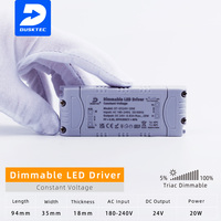 DUSKTEC Alimentation à Tension Constante Ultra Mince 2500mA 2.5A 30W AC 180-240V DC 12V Triac Dimmable LED Driver pour Downlights
