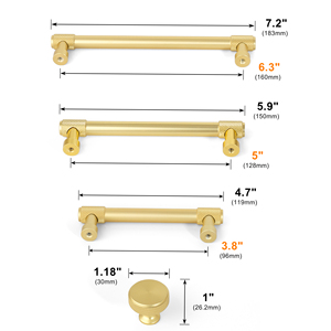 Aluminum Alloy Brushed Gold Knurled T Bar Pull Furniture Cabinet <strong>Door</strong> Handles Luxury Shapes for Kitchen <strong>Bedroom</strong> Living Room - Product Image 4
