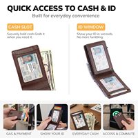 Dompet Kartu Pop-Up Aluminium Anti RFID Kustom dengan 2 Jendela ID, Dompet Lipat Pintar Kulit PU untuk Pria OEM ODM