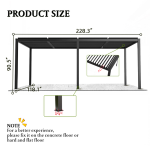 Pérgola de Aluminio con Techo de Láminas, Estructura de Acero con Recubrimiento en Polvo, Rectangular, para Jardín o Patio Trasero - Product Image 2
