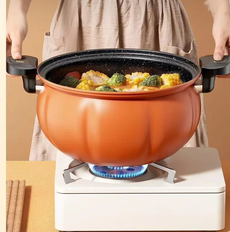 Home Kitchen Pumpkin Shape Micro Panela de Pressão, 8 L Non-Stick Multi-Funcional Stewing E Boiling Soup Pot