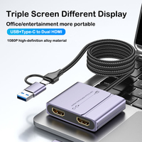 4 1 USB 3.0-A/Type-C Dual untuk 1080P Triple Display Aluminium Alloy Docking Station Port USB Bebas Driver untuk Stok