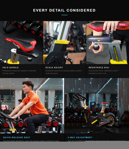 Vélo de spinning d'intérieur M 5811 – Entraîneur de fitness à domicile avec résistance réglable, transmission par courroie silencieuse, équipement d'exercice cardio - Product Image 3