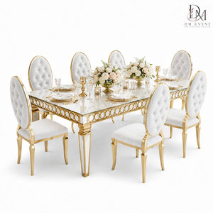 Custom Luxury Gold Glaze-Sealed Stainless Steel <b>High</b> <b>Back</b> Wedding Banquet <b>Chair</b> with PU Leather Seat and <b>Back</b> for Hotel Events - Product Image 2