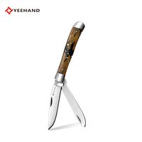 Couteau pliant de survie et de camping EDC artisanal, lame en acier 3Cr13, fabrication OEM Yeehand, manche en acrylique.