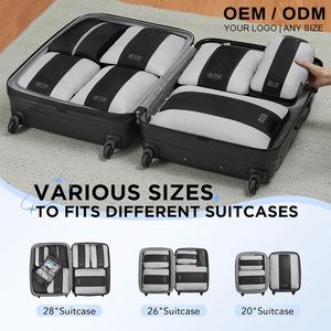 Lot de 10 cubes de compression noirs personnalisés, étanches, pour organiser les bagages de voyage avec design extensible - Product Image 6