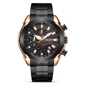 Montre pour homme à grand cadran, chronographe, date, lumineuse, étanche, bracelet en acier inoxydable, montre-bracelet à quartz - Product Image 5