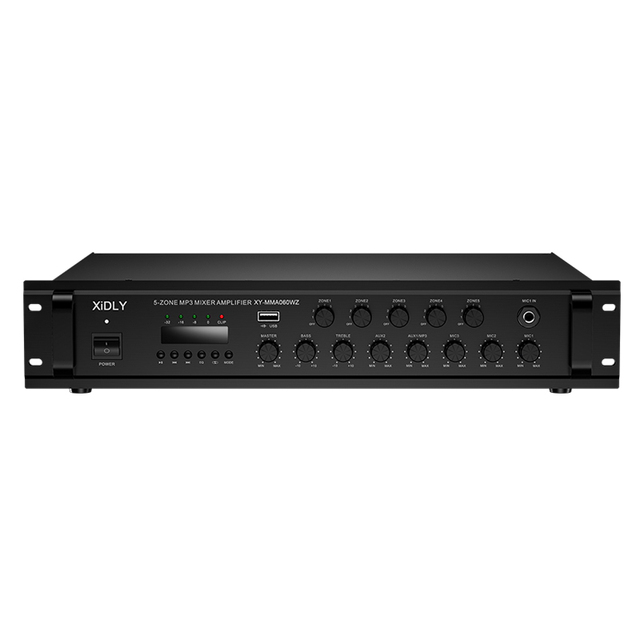 XIDLY 350W 5 Zone Mixer Amplifier with 3 Mic Priority MP3 USB FM Bluetooth 100V Output for Commercial PA Church School System