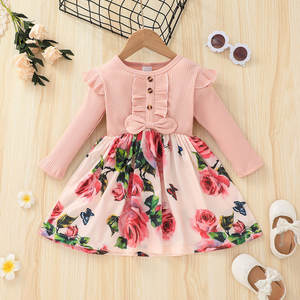 Vestido de Fiesta para Niñas, Ropa de Primavera para Niños, Ropa de Boutique, Vestido Floral Rosa, Ropa de Bebé de Alta Calidad - Product Image 1