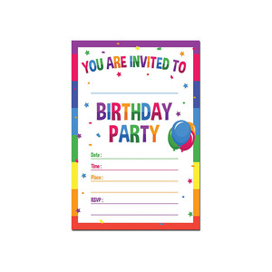 Inviti Personalizzati per 30° Compleanno con Tema Arcobaleno e Buste, per Feste di Bambini e Ragazzi - Product Image 1