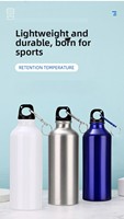 Bouteille d'eau sport en aluminium noir multicolore de 750 ml, vente en gros d'usine, portable pour le cyclisme, l'alpinisme, avec mousqueton