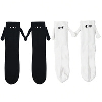 Chaussettes décontractées unisexes WJN de haute qualité, amusantes, pour couple, mi-mollet, à fixation magnétique, absorbantes, respirantes, tricotées, printemps, blanches