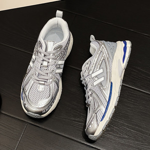 Zapatillas Deportivas <span class=keywords><strong>Xiao</strong></span> Lent Retro con Cordones, Malla Plateada Líquida, Transpirables, con Suela Gruesa de Goma, para Hombre y Mujer, Tendencia de Moda - Product Image 1