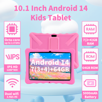 Tablette pour enfants 10 pouces A523 avec contrôle parental, écran IPS, 3 Go de RAM, 64 Go de ROM, processeur octa-core, Wifi 6, Android PC, étui en silicone pour l'éducation