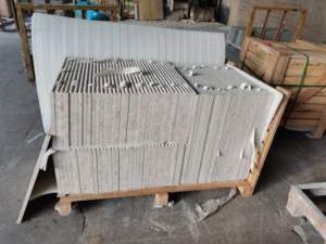 SHIHUI กระเบื้องหินอ่อนสีเทาอิตาลีที่ทันสมัยออกแบบกระเบื้อง Travertine พ่นทรายเงินขัดพื้นผนังภายนอกโรงแรมวิลล่า - Product Image 4