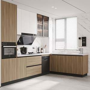 Intérieur de cuisine personnalisé de luxe Santopova : combinaison verre-bois et élégance - Product Image 1