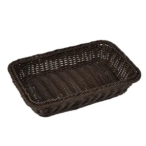 Handmade Tabletop Food Serving Baskets Woven Poly Wicker Baskets Rattan Woven Basket