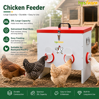 HPSFENCE Mangeoire à poulet en acier galvanisé 20L, couvercle imperméable résistant aux intempéries, plusieurs ports d'alimentation, équipement d'alimentation pour volailles