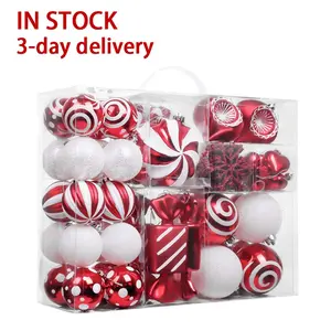 EAGLEGIFTS 2024 New 108pcs Red White Delicate Gifts Candy Baubles Christmas Balls Ornaments In Bulk