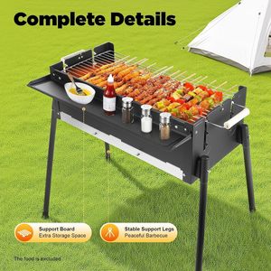 Parrilla Portátil de Carbón para Jardín, de Metal, Hierro y Acero, con Ajuste de Altura de 3 Niveles - Product Image 4