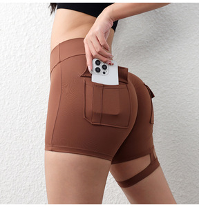 Pantalones de Yoga para <span class=keywords><strong>Mujer</strong></span>, Nuevos, OEM, Sin Costuras, de Alta Elasticidad, Ajustados a la Cadera, Shorts de Moda, Venta Directa de Fábrica - Product Image 3