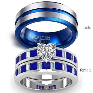 Hot -selling couple group precepts European and American pop women hold sapphire heart -shaped crown ring