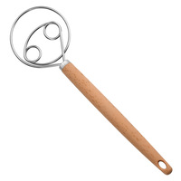 Fouet à pâte hollandais professionnel avec manche en bois, mélangeur à pain en acier inoxydable pour pâte à sourde, pâtisserie, pizza, pâtisserie maison, logo personnalisé