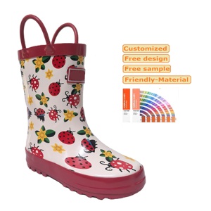 <span class=keywords><strong>Stivali</strong></span> da <span class=keywords><strong>pioggia</strong></span> in gomma da giardino con coccinella e fiori da ragazza - Product Image 2