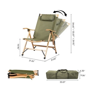 Silla Reclinable Plegable Moderna INature con Respaldo Ajustable, Muebles de Madera Sólida para Acampar al Aire Libre - Product Image 3