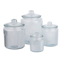Bocal alimentaire en verre hermétique écologique de 5600 ml, 3800 ml, 1800 ml, 960 ml, pour la maison et la cuisine, avec couvercle en verre et design en relief