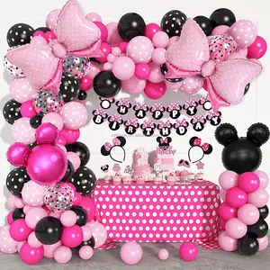 Mini Mouse Balloon Garland Arch Kit Birthday Party Supplies Happy Birthday Banner For Minnie Theme Birthday Decorations