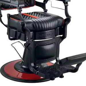 Sillón de Barbería Hidráulico de Cuero Negro AY Classics, Silla de Barbería Retro para Salón de Belleza Masculino en Venta - Product Image 5