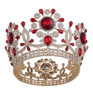 Free custom silver crystal pargant winner beauty tiara gold strass bridal wedding queen full round crowns - Product Image 2