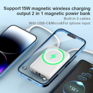 Batería Externa de Bolsillo de 10000 mAh con Carga Inalámbrica Magnética Rápida de 22.5 W, USB Tipo C, Pantalla Digital y 3 Cables Integrados - Product Image 2