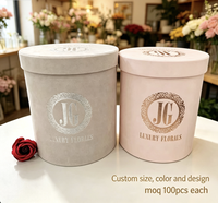 Boîte Cadeau Ronde Luxe Rose Grise pour Fleurs et Roses avec Revêtement UV, Logo Personnalisé, Matériaux Recyclés et Ruban