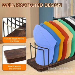Wooden Baseball Cap Storage Rack Simple <b>Desk</b> Organizer For Sun Hat And Cap Display Standing Type Non <b>Foldable</b> - Product Image 2